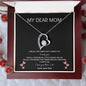 My Dear Mom - Thank You - Heart pendant necklace with black background