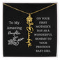 First Mother's Day Customizable Birth Flower Name Necklace | Black