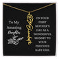 First Mother's Day Customizable Birth Flower Name Necklace | Black