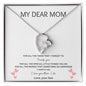 My Dear Mom - Thank You - Heart pendant necklace with white background