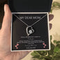 My Dear Mom - Thank You - Heart pendant necklace with black background