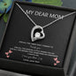 My Dear Mom - Thank You - Heart pendant necklace with black background
