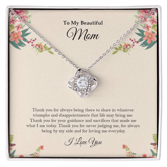 To My Beautiful Mom | I Love You - Love Knot Necklace