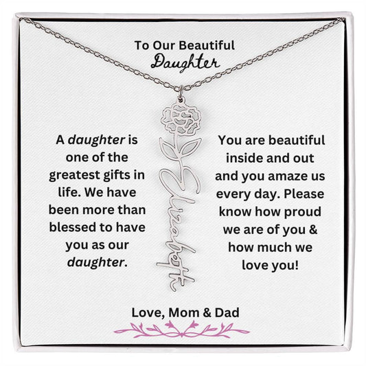 To Our Beautiful Daughter - Flower Name Necklace